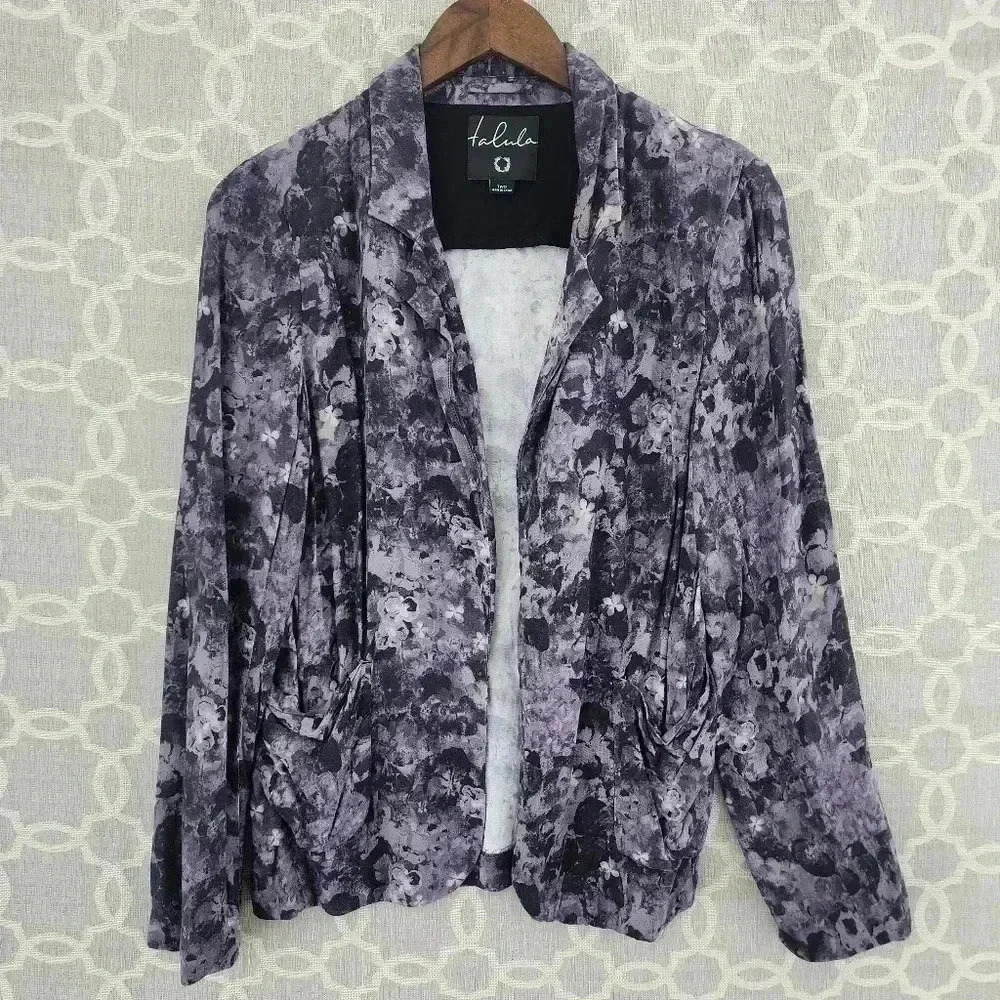 Aritzia Talula Open Front Printed Purple Women's Blazer 2